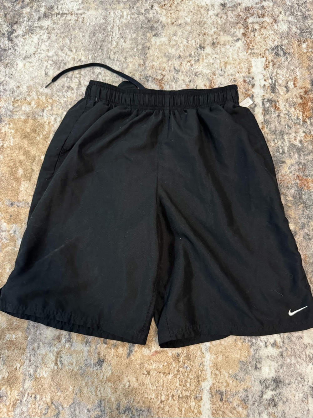 Nike Men’s Black Athletic Shorts with White Swoosh